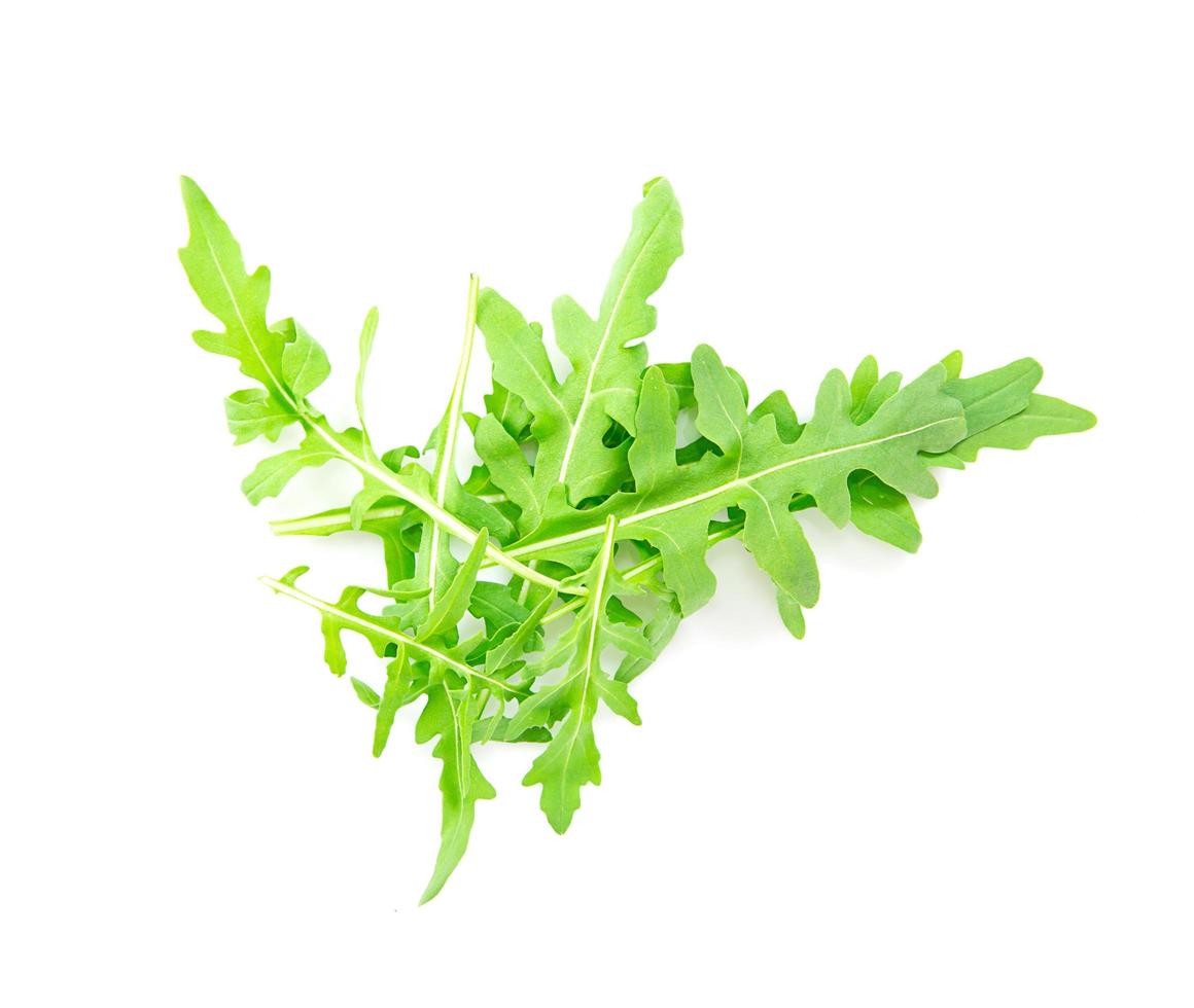 Green Fresh Arugula on White Background photo