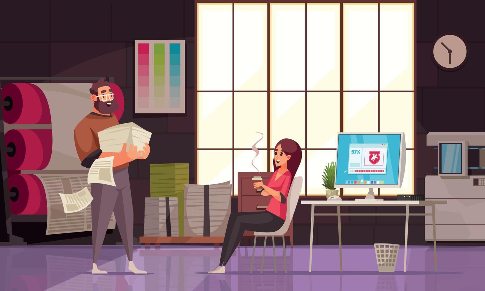 Printing House Cartoon Illustration vector