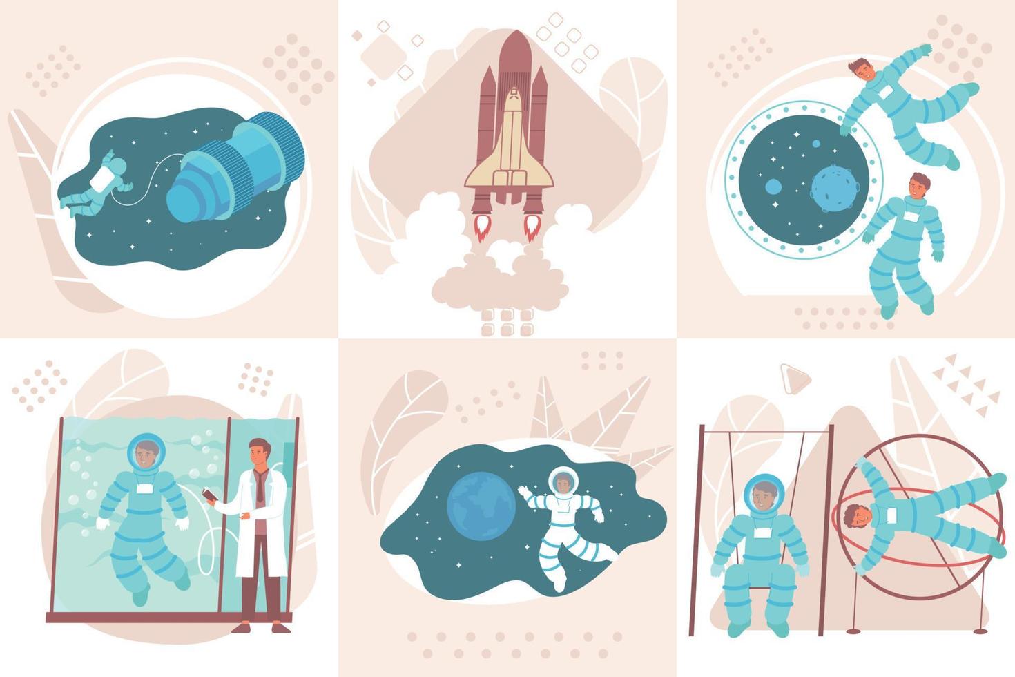 Flat Astronauts Design Concept vector