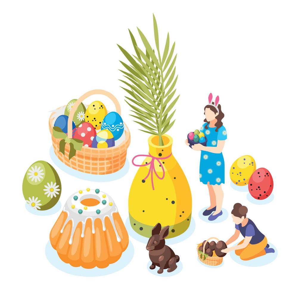 Easter Eggs Kids Composition vector