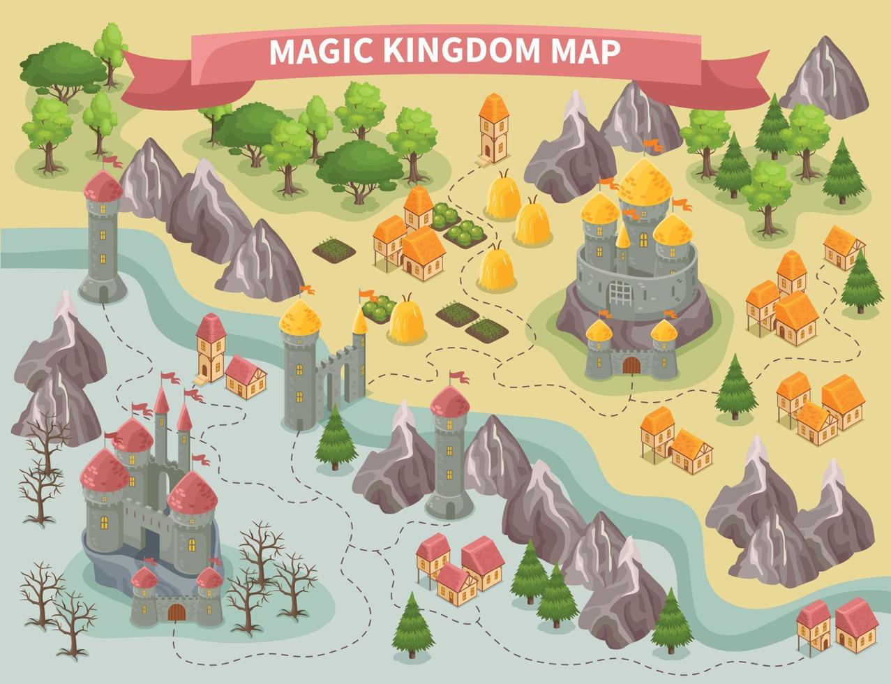mapa del reino mágico vector