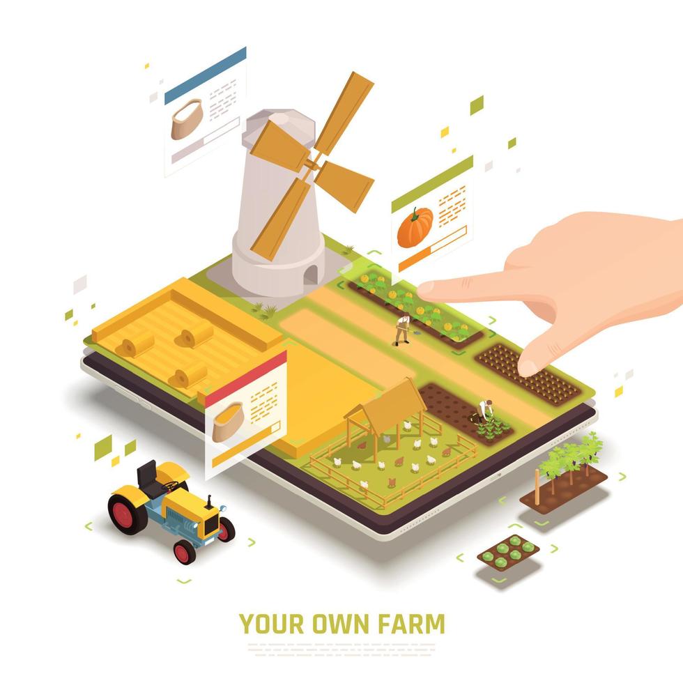 Mobile Farm Gaming Composition vector