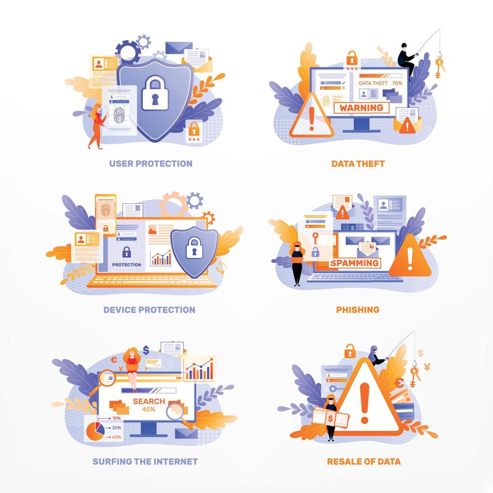 Data Privacy Icons Compositions vector