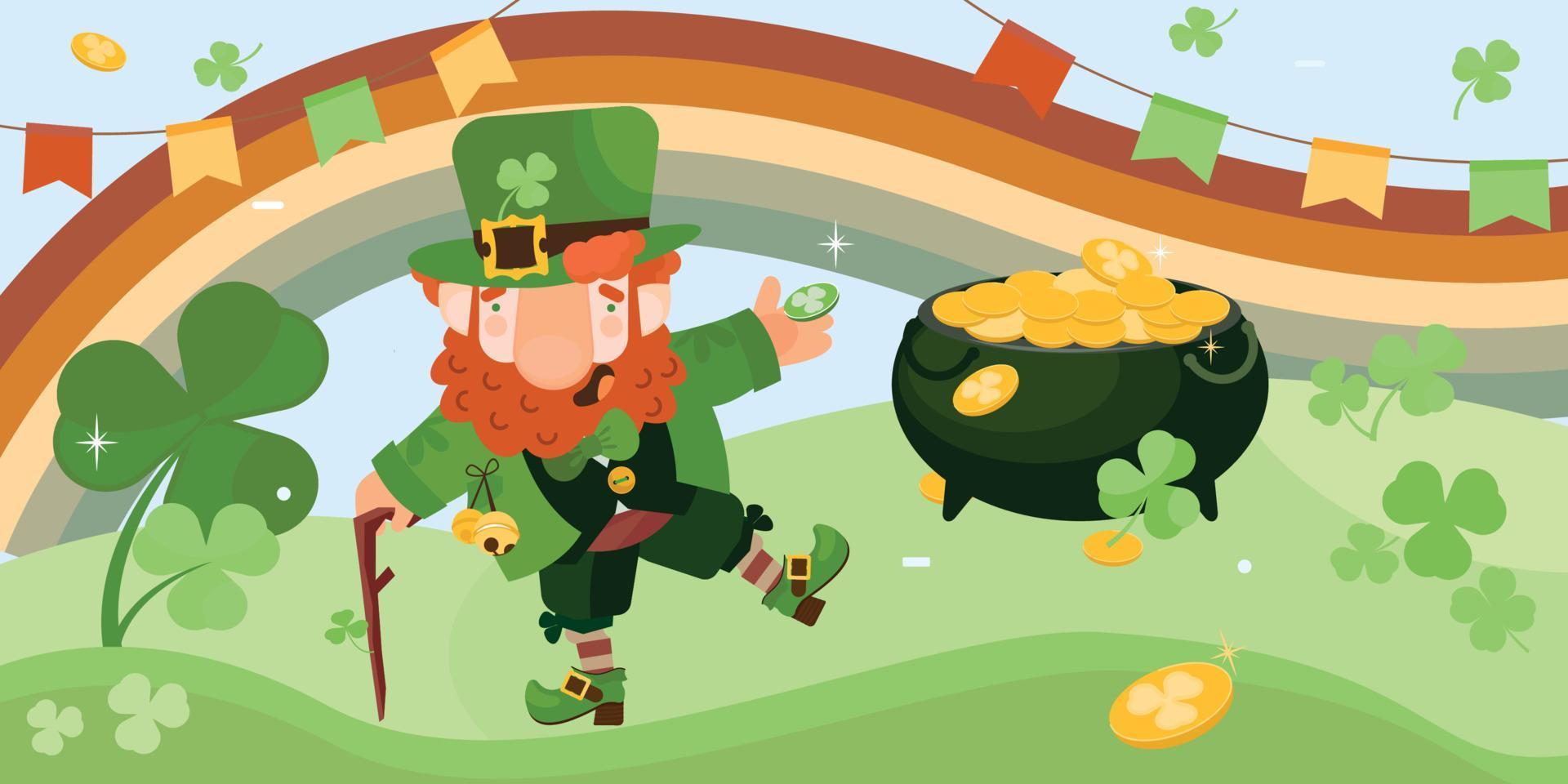 Patricks Day Leprechaun Composition vector