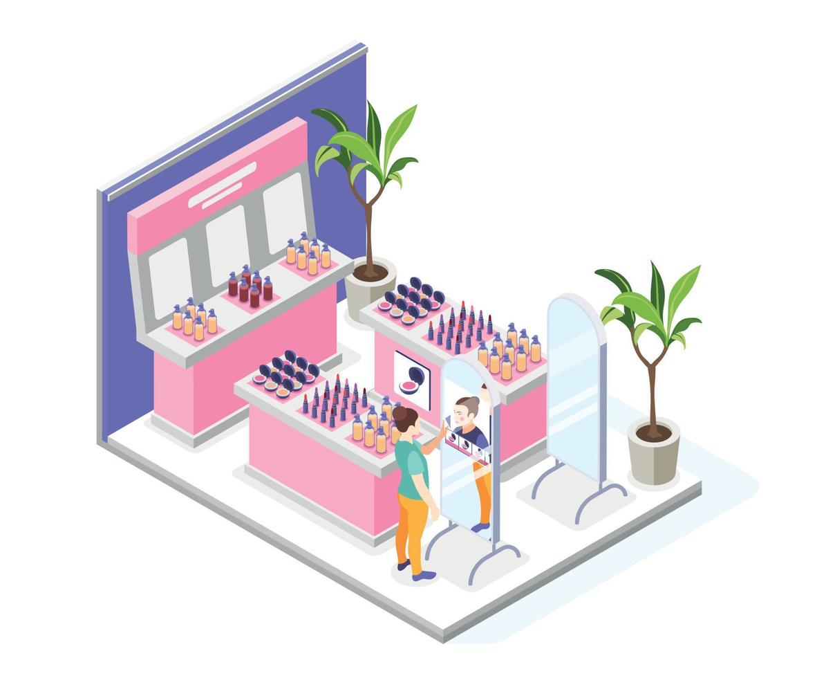Makeup Store Isometric Composition vector