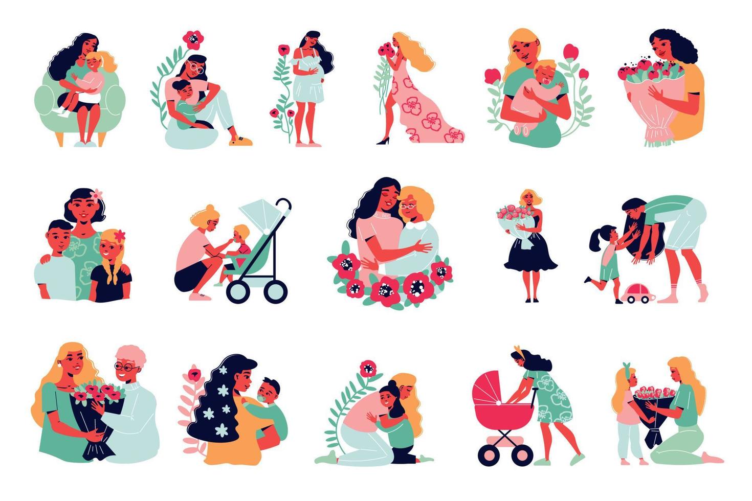 Mothers Day Icons Collection vector