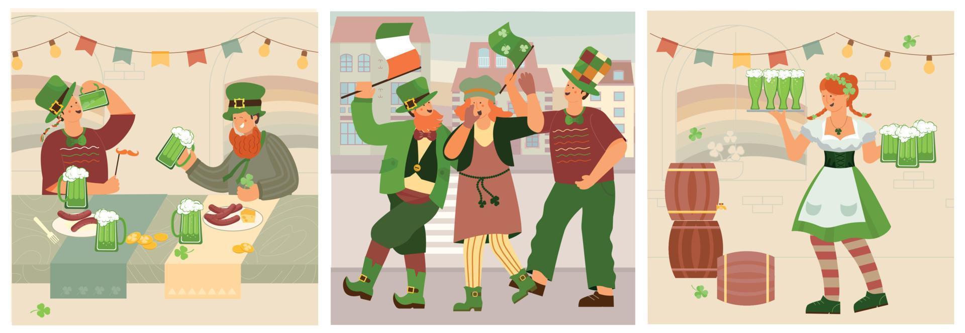 Patricks Day Flat Compositions vector