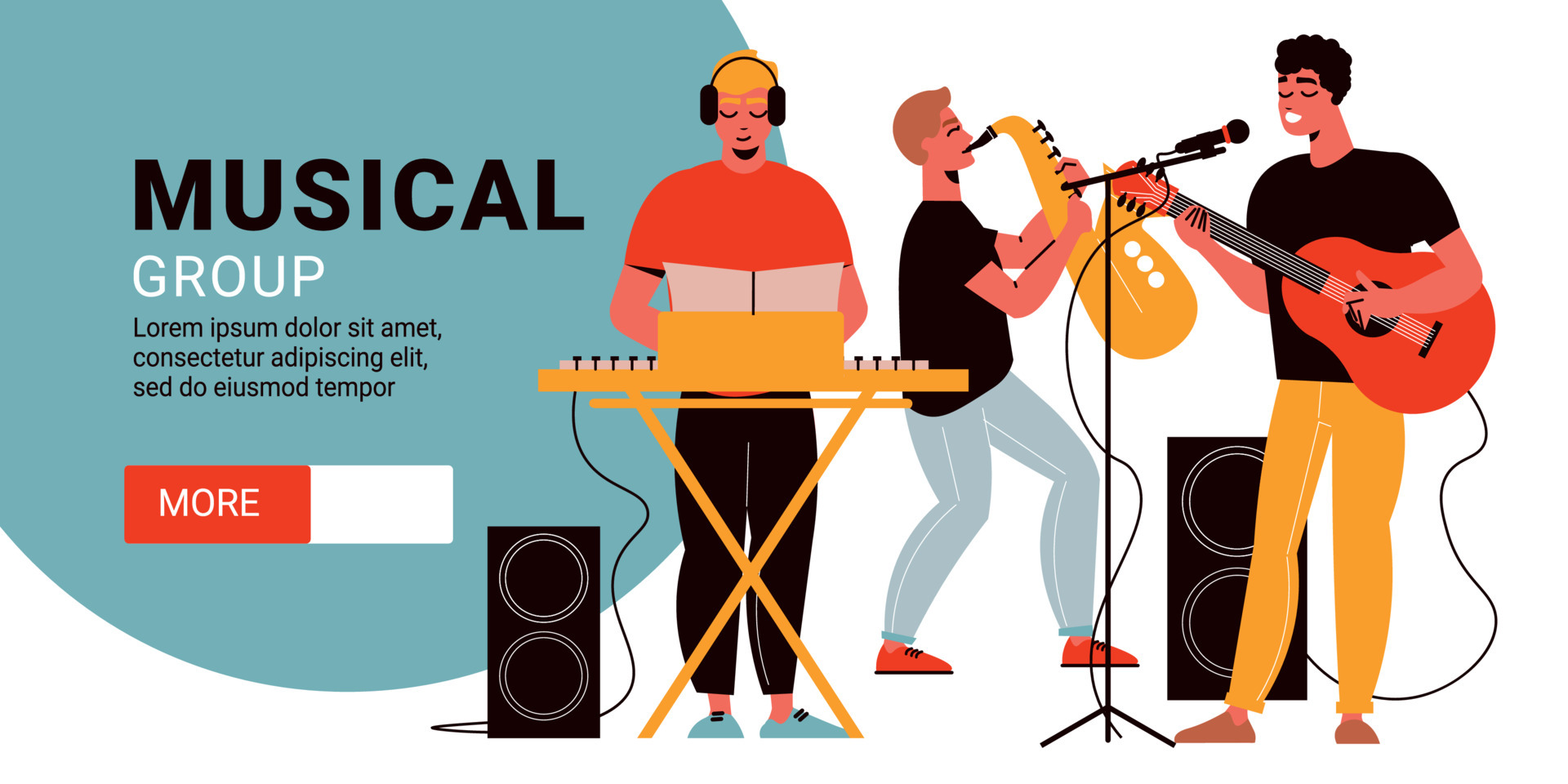 Music Band Horizontal Banner 4453995 Vector Art at Vecteezy