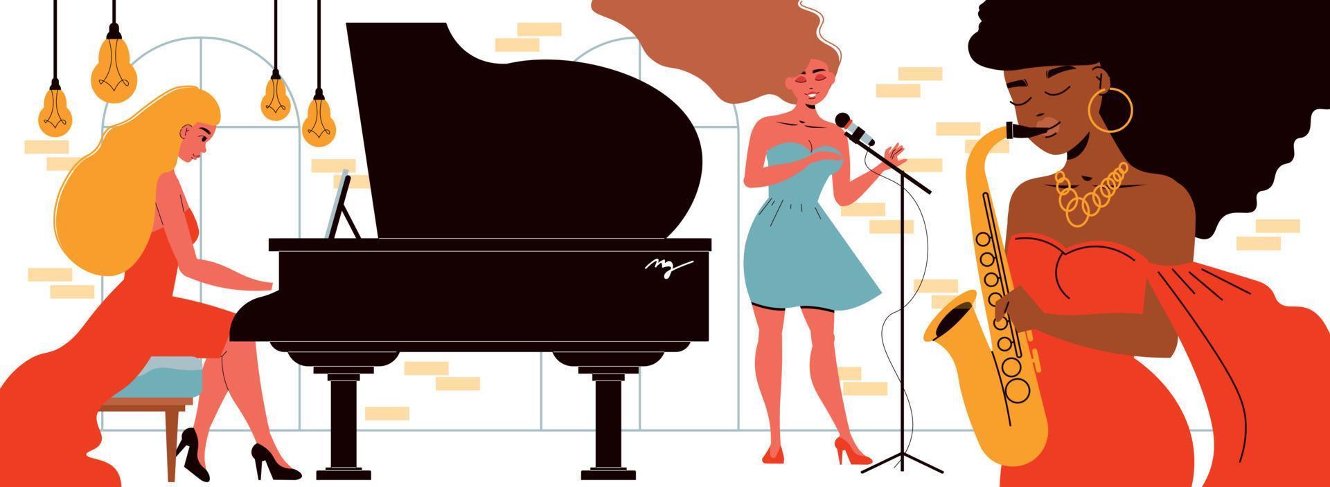 Female Jazz Players Composition vector