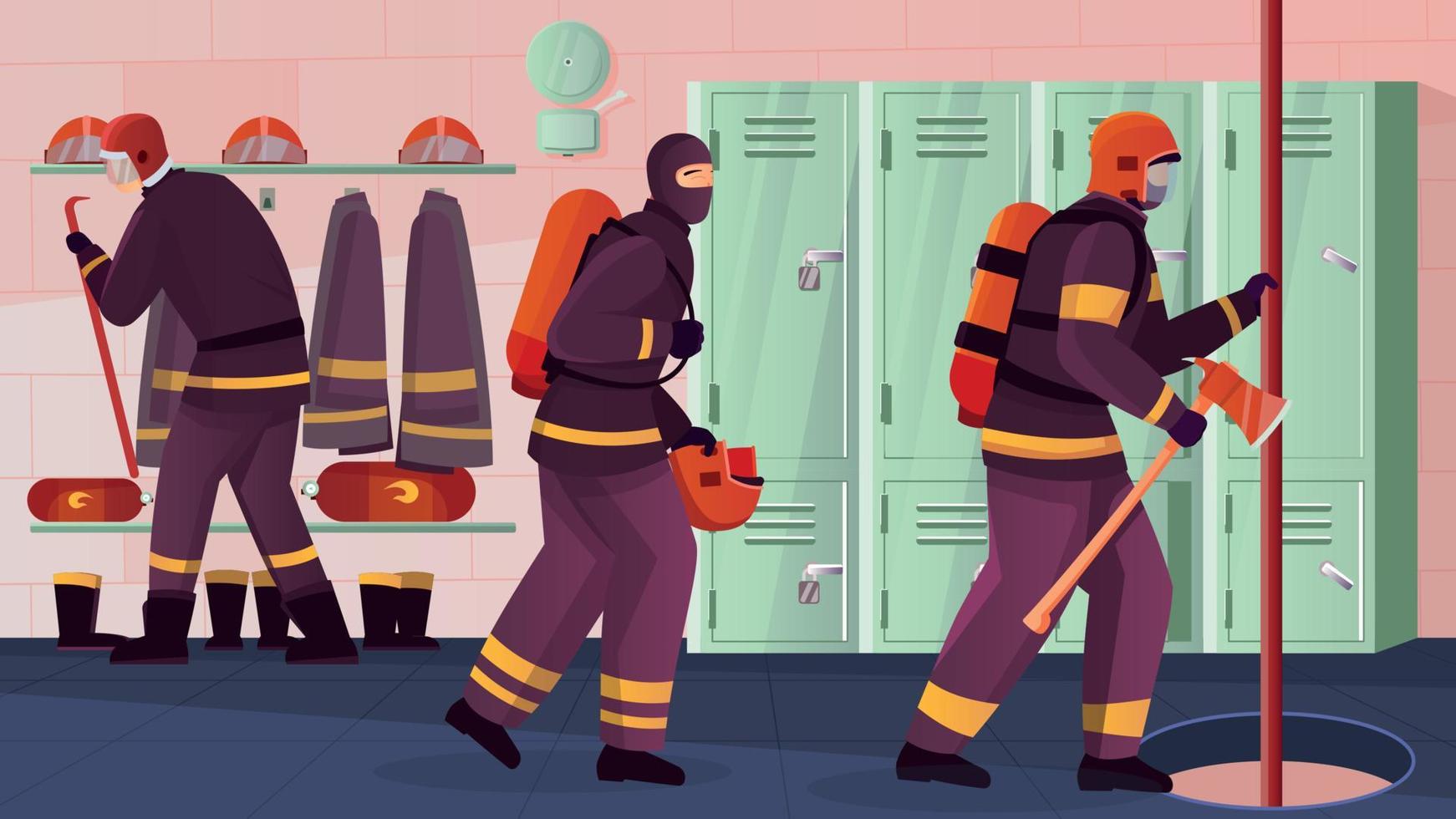 Firefighters At Station Composition vector