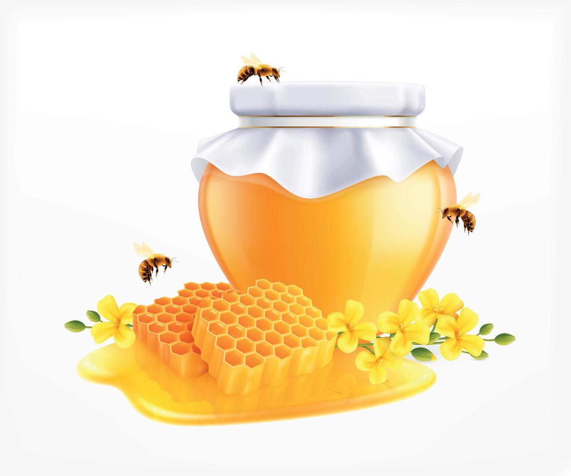 Honey Can Realistic Composition vector