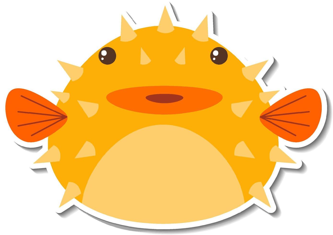 Puffer fish animal cartoon sticker vector