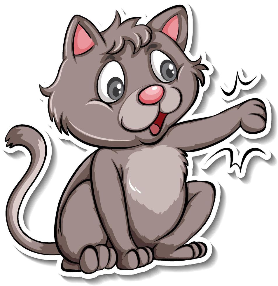 A sticker template of cat cartoon character vector