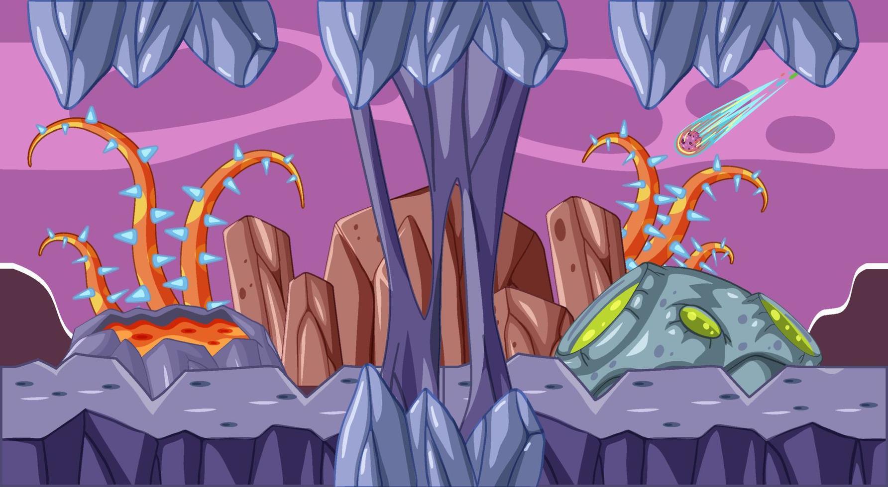 Fantasy outer space scene in cartoon style vector