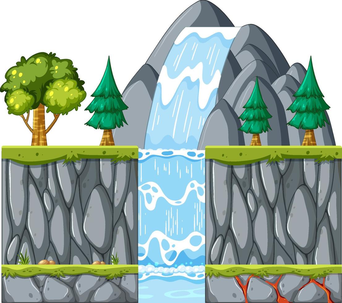Waterfall in nature on white background vector