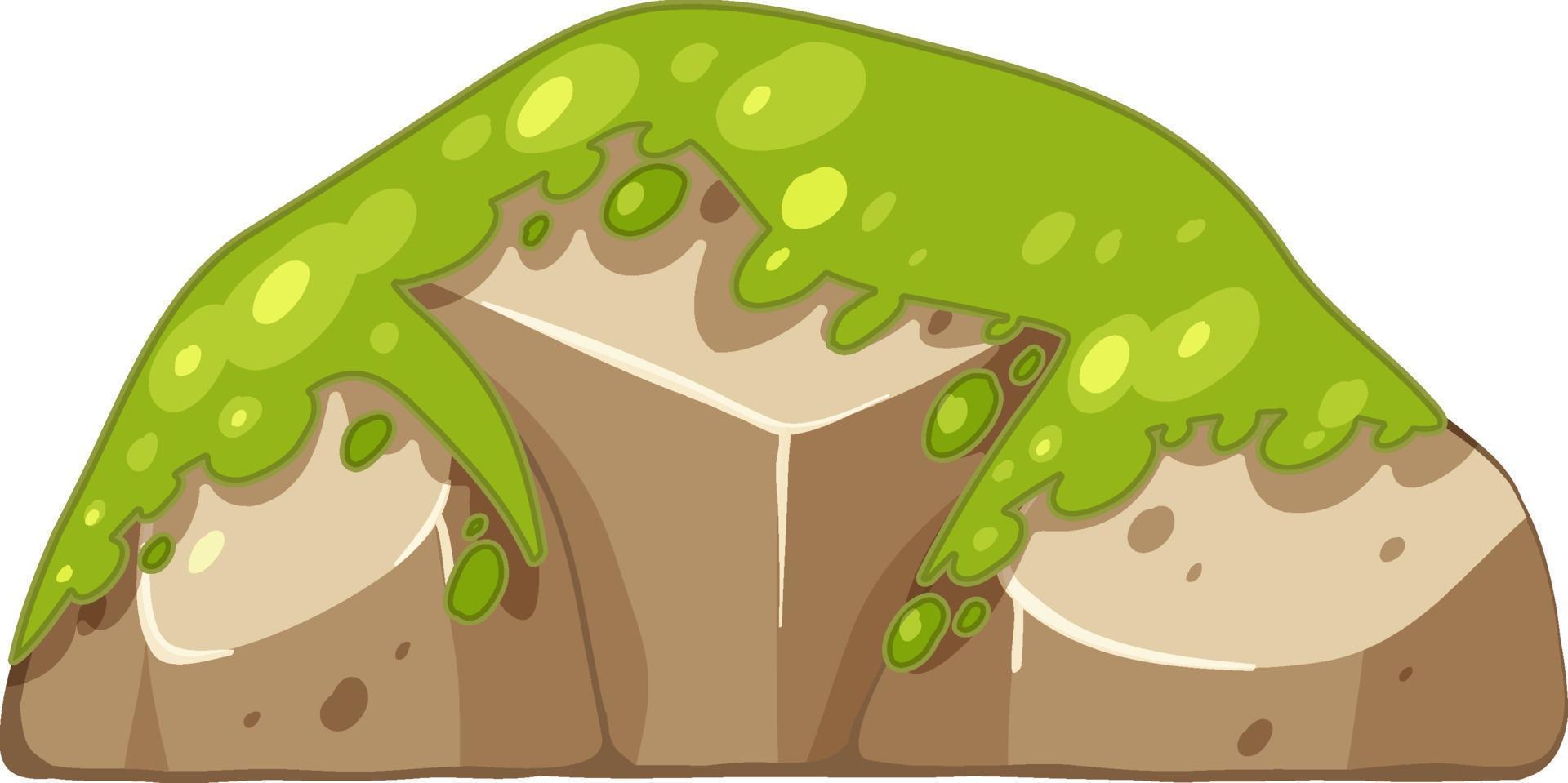 Green moss on stone in cartoon style vector