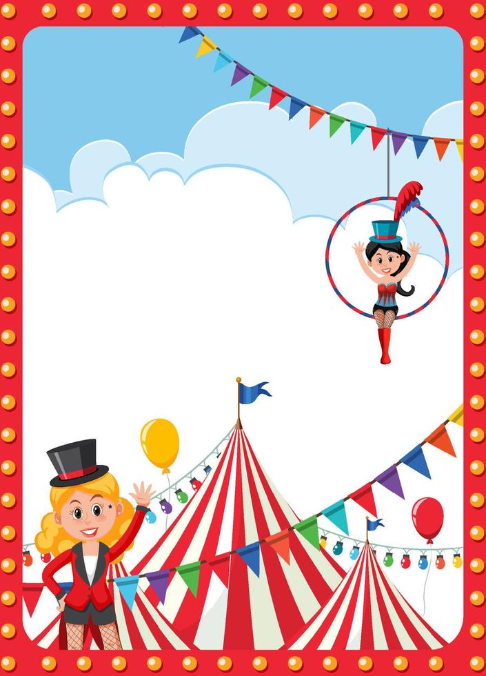 Circus poster background with magician cartoon character vector