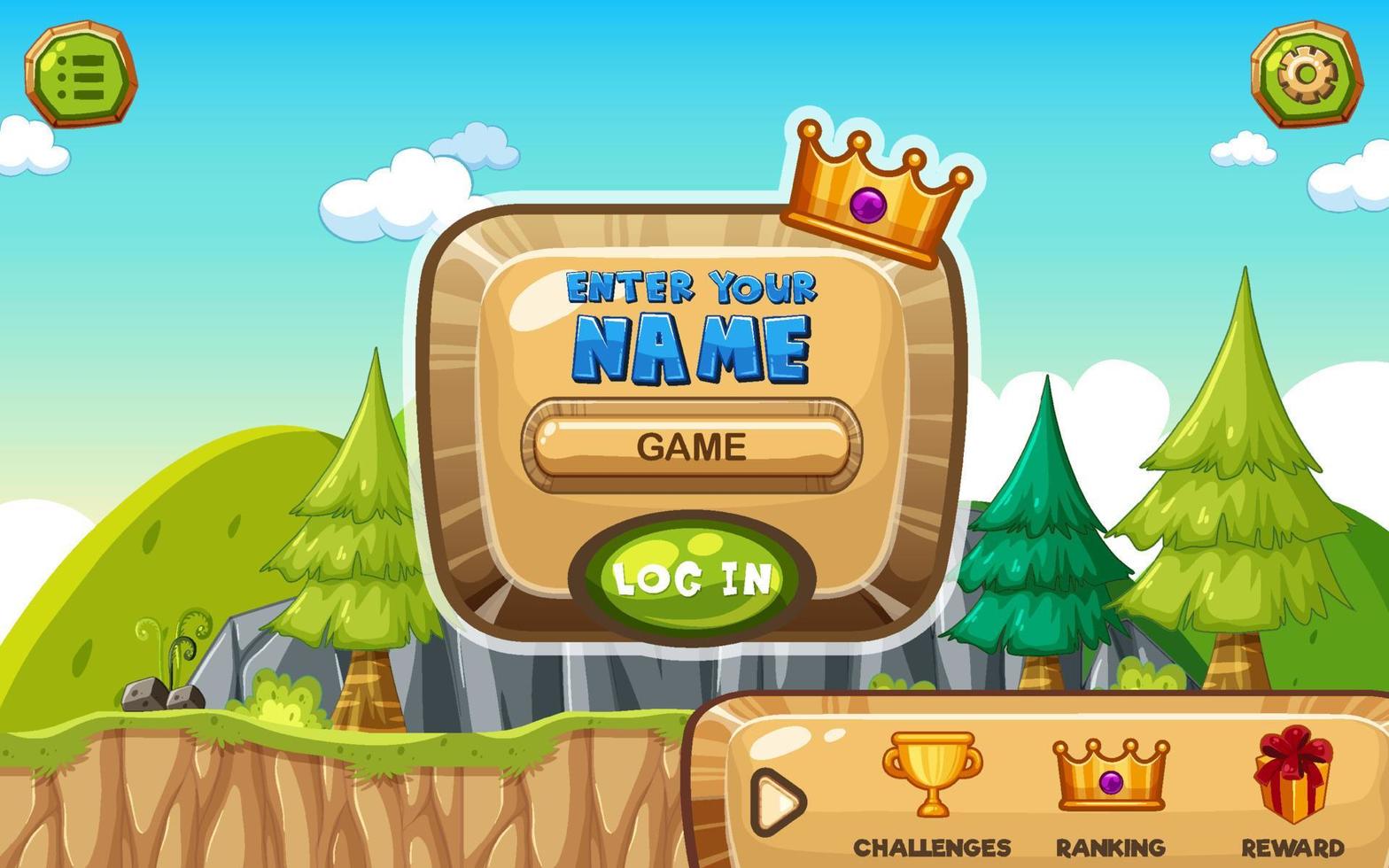 Platform game user interface design vector