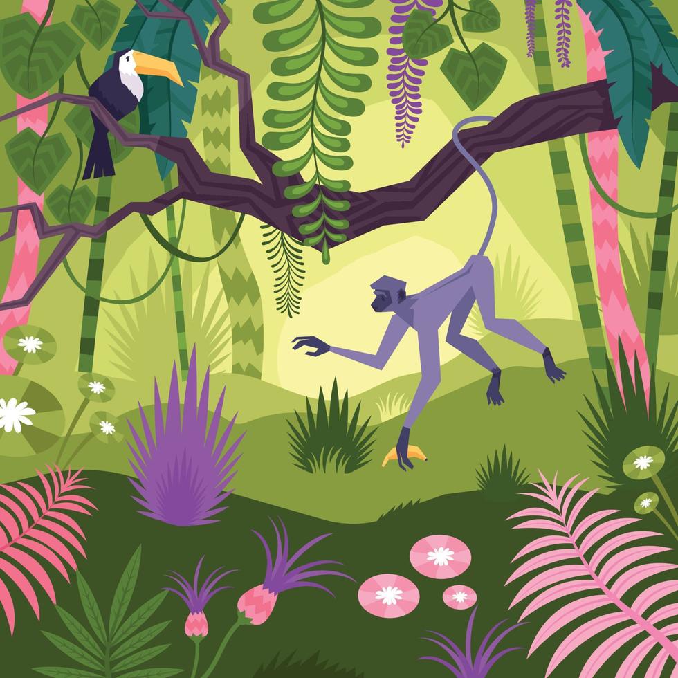 ilustración de fondo de paisaje de selva vector