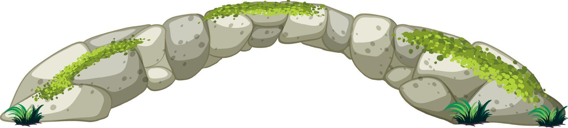 Puente de piedra de fantasía aislado sobre fondo blanco. vector