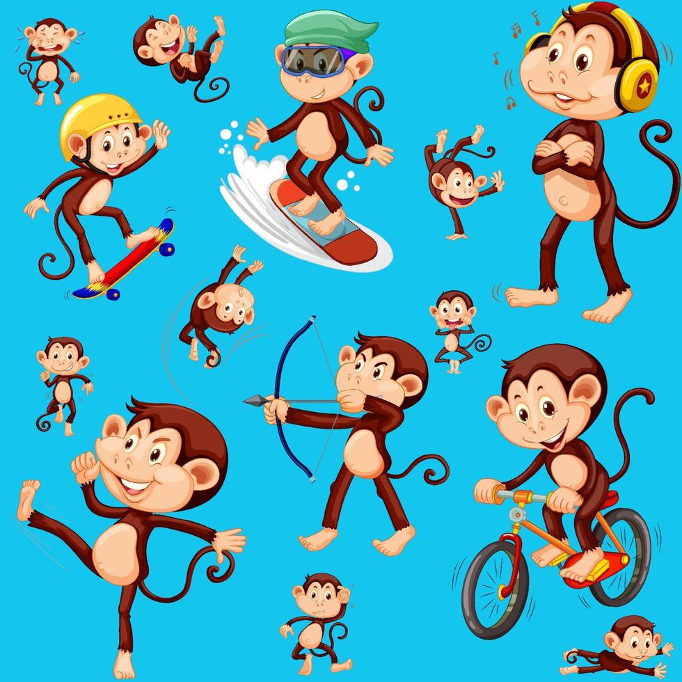Monkey seamless pattern background vector