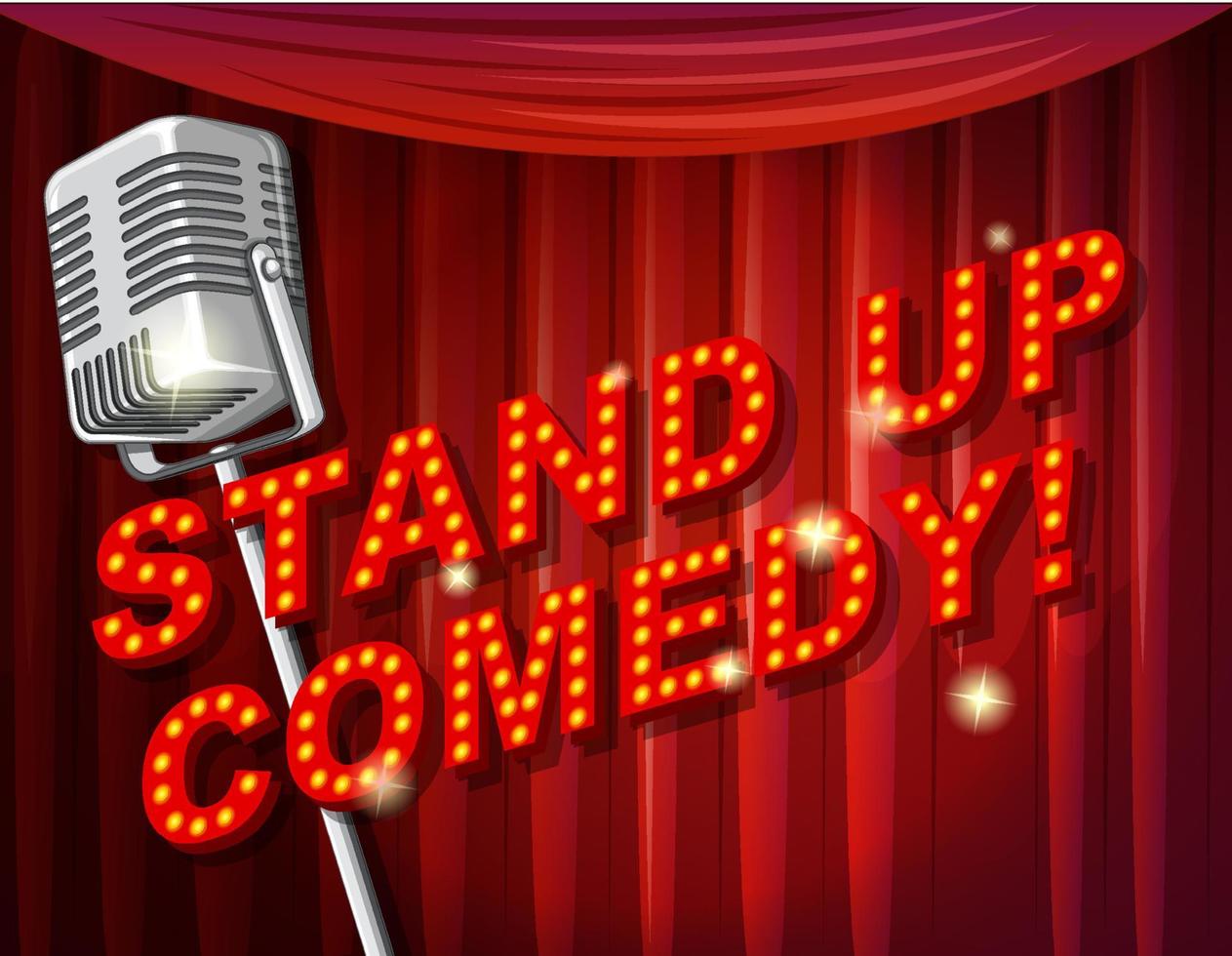 Stand up comedy banner con micrófono vintage vector