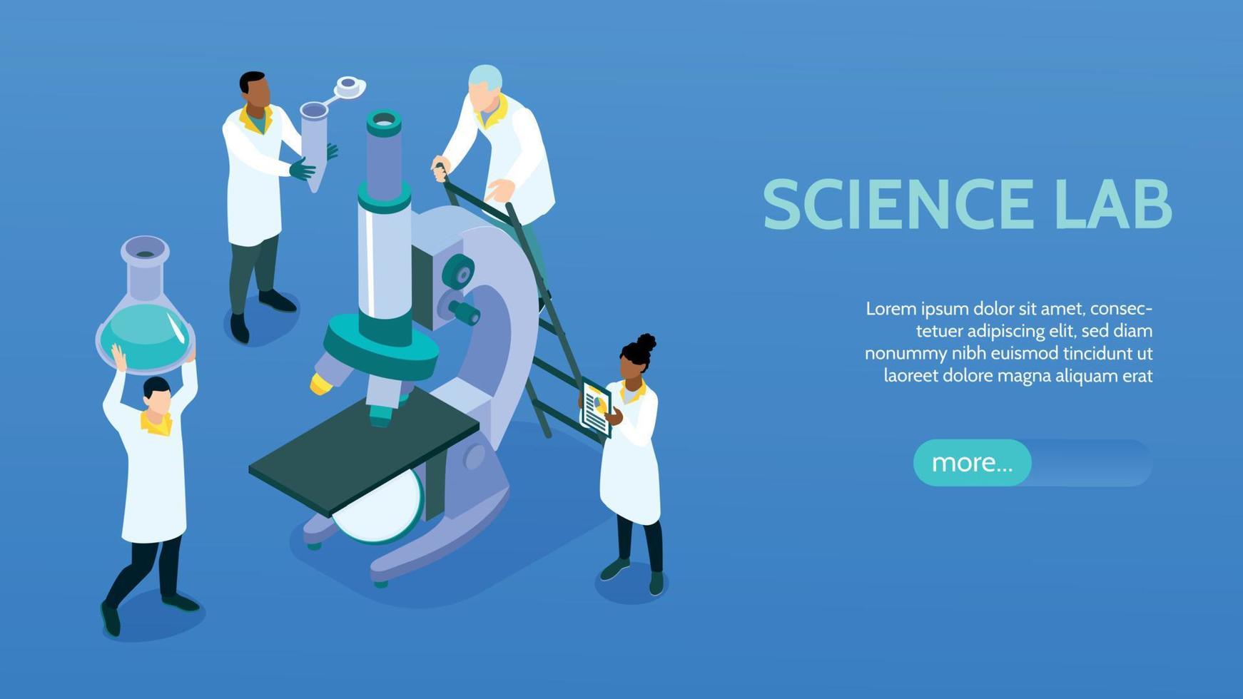 Isometric Science Laboratory Horizontal Banner vector