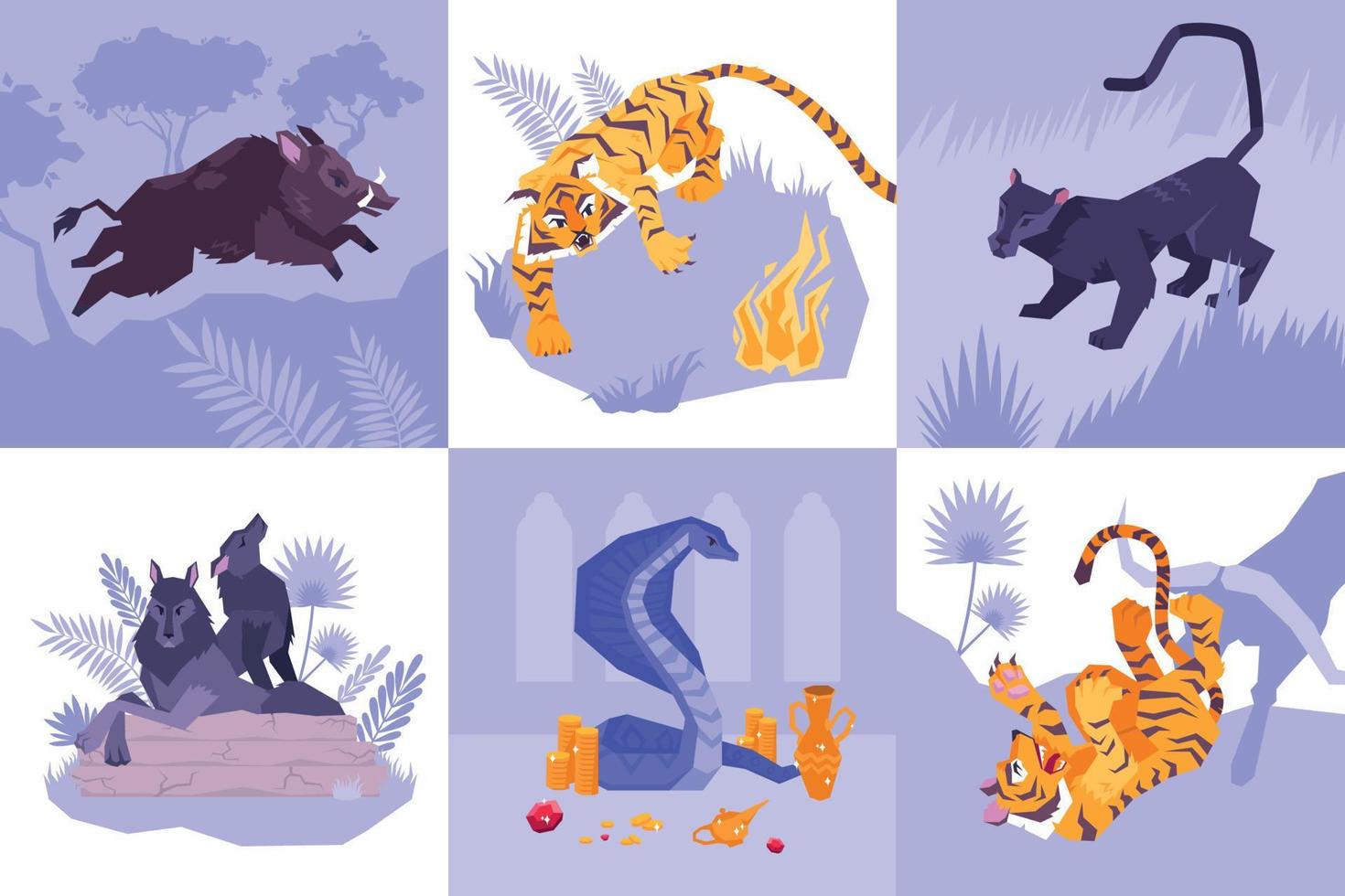 conjunto de iconos de mowgli vector