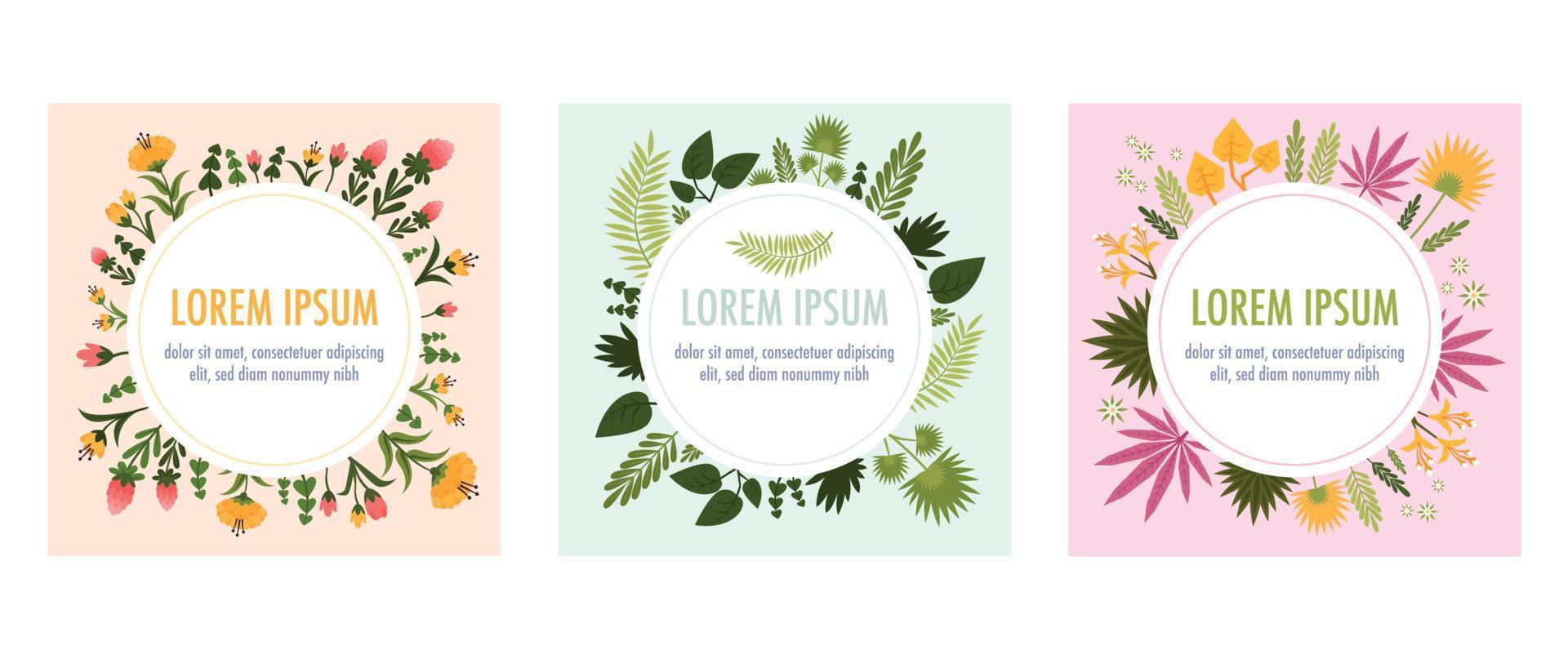 Frame Plants Flat Icon Set vector