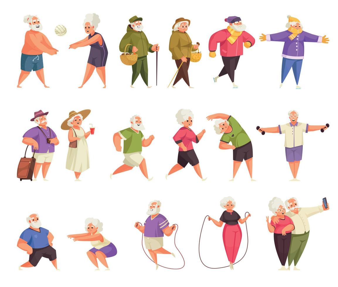 Old People Activity Set vector