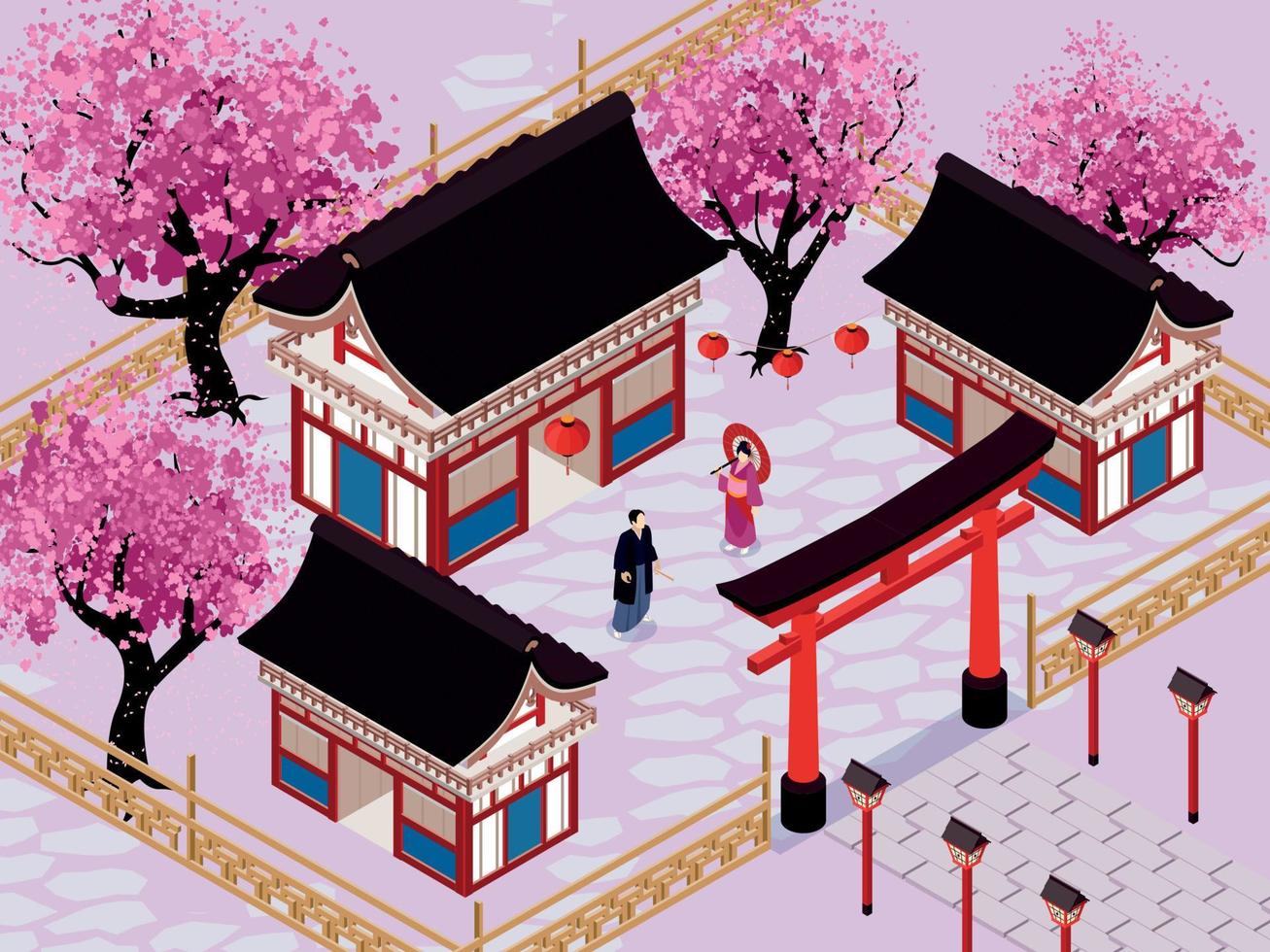 Isometric Japan Composition vector