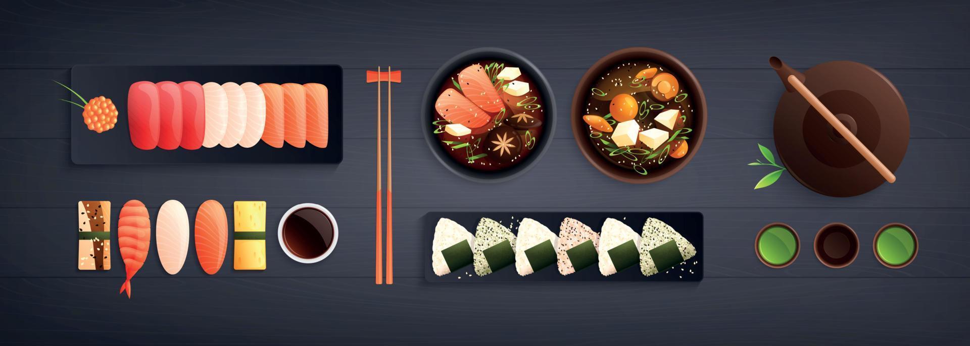 comida de la composición de japón vector