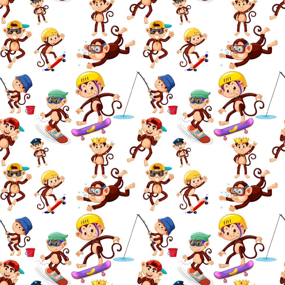Monkey seamless pattern background vector