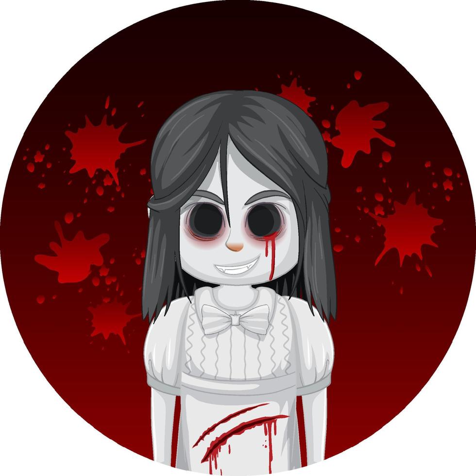 Ghost girl with black eyes vector