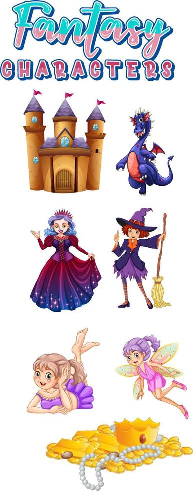 Fantasy cartoon characters set vector