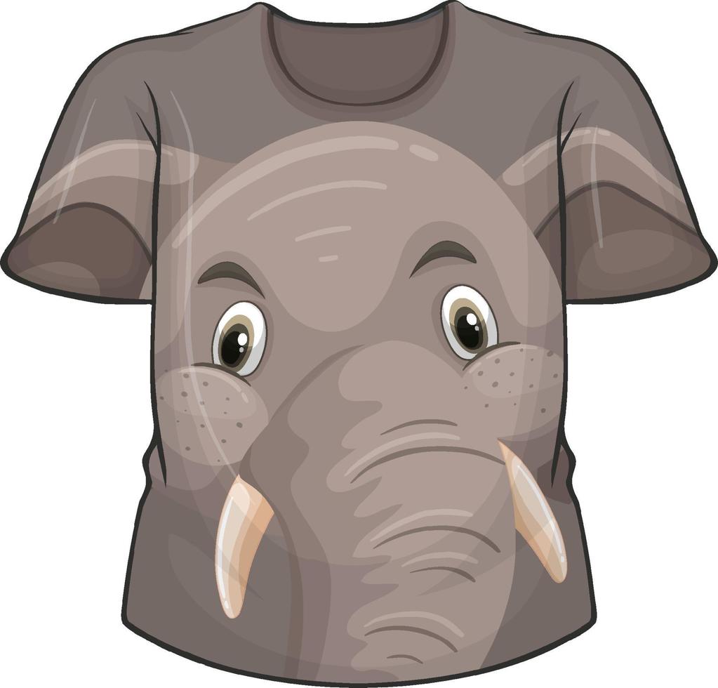 parte delantera de la camiseta con estampado de elefante vector