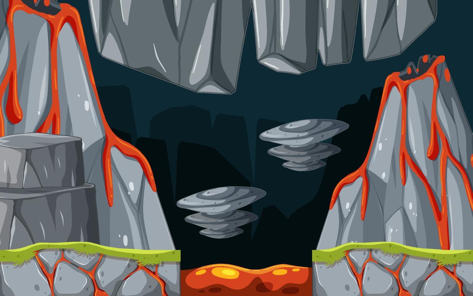 Game Template Lava Cave Scene vector