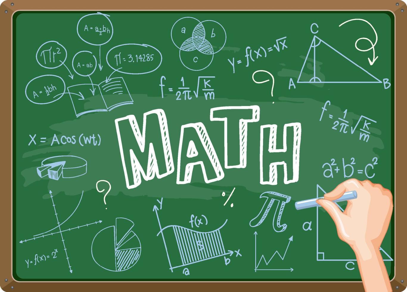 Doodle math font with math objects vector