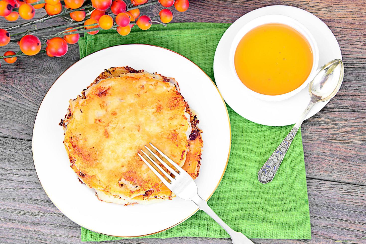 tortitas de queso con miel foto