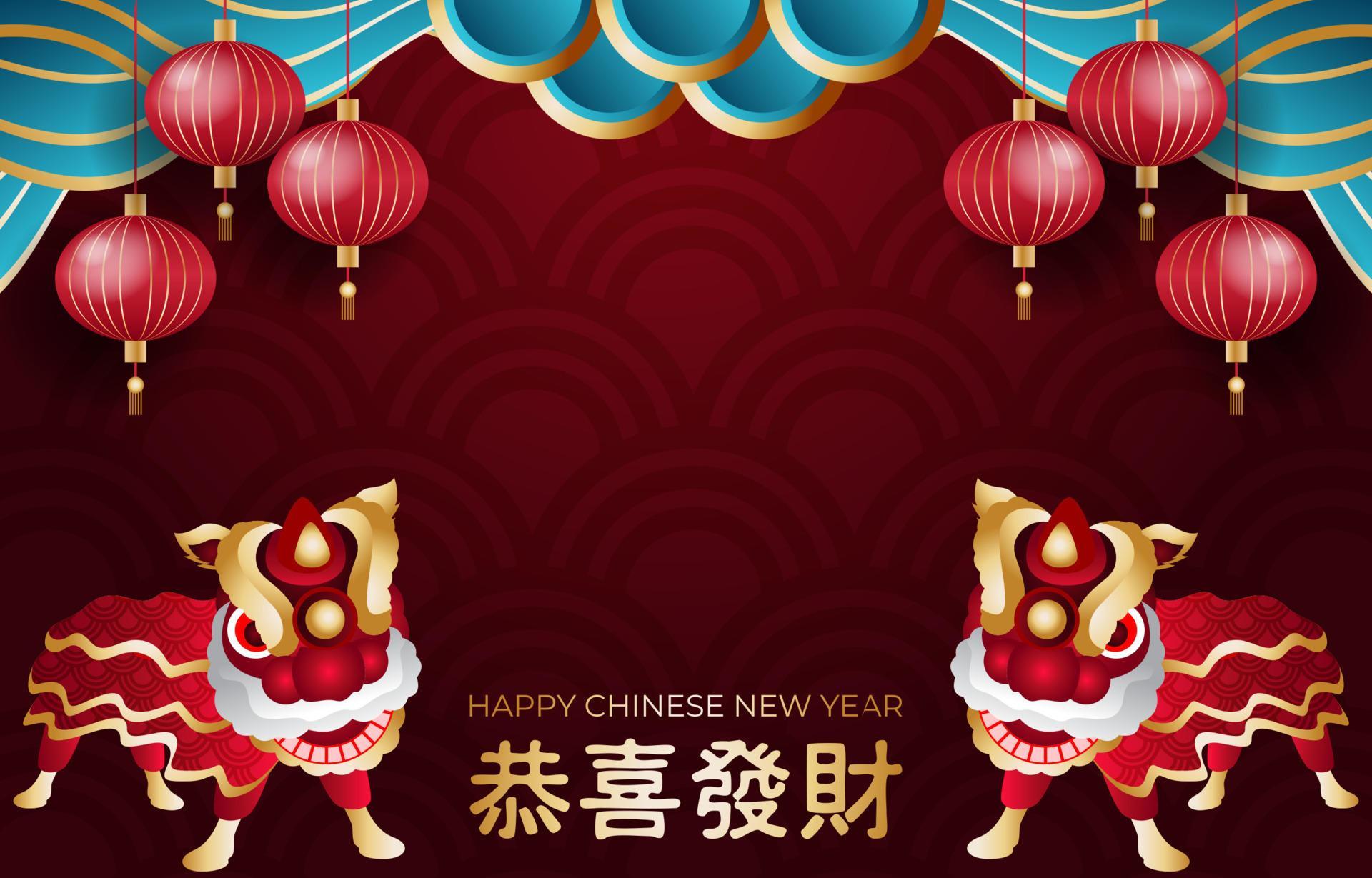 Traditional Lion Dance Background Concept 4455104 Vector Art at Vecteezy