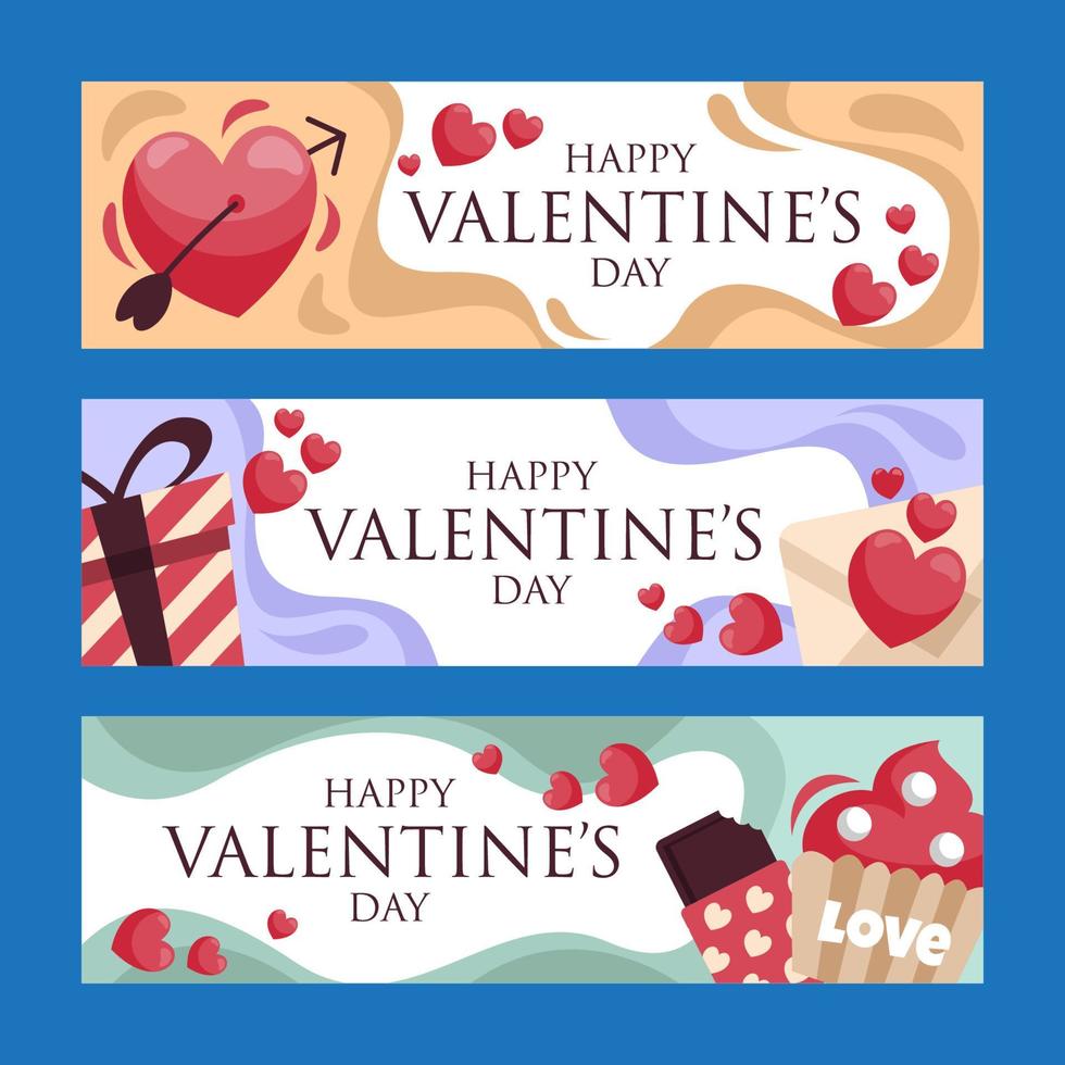 Happy Valentine Day Banner Template Set vector