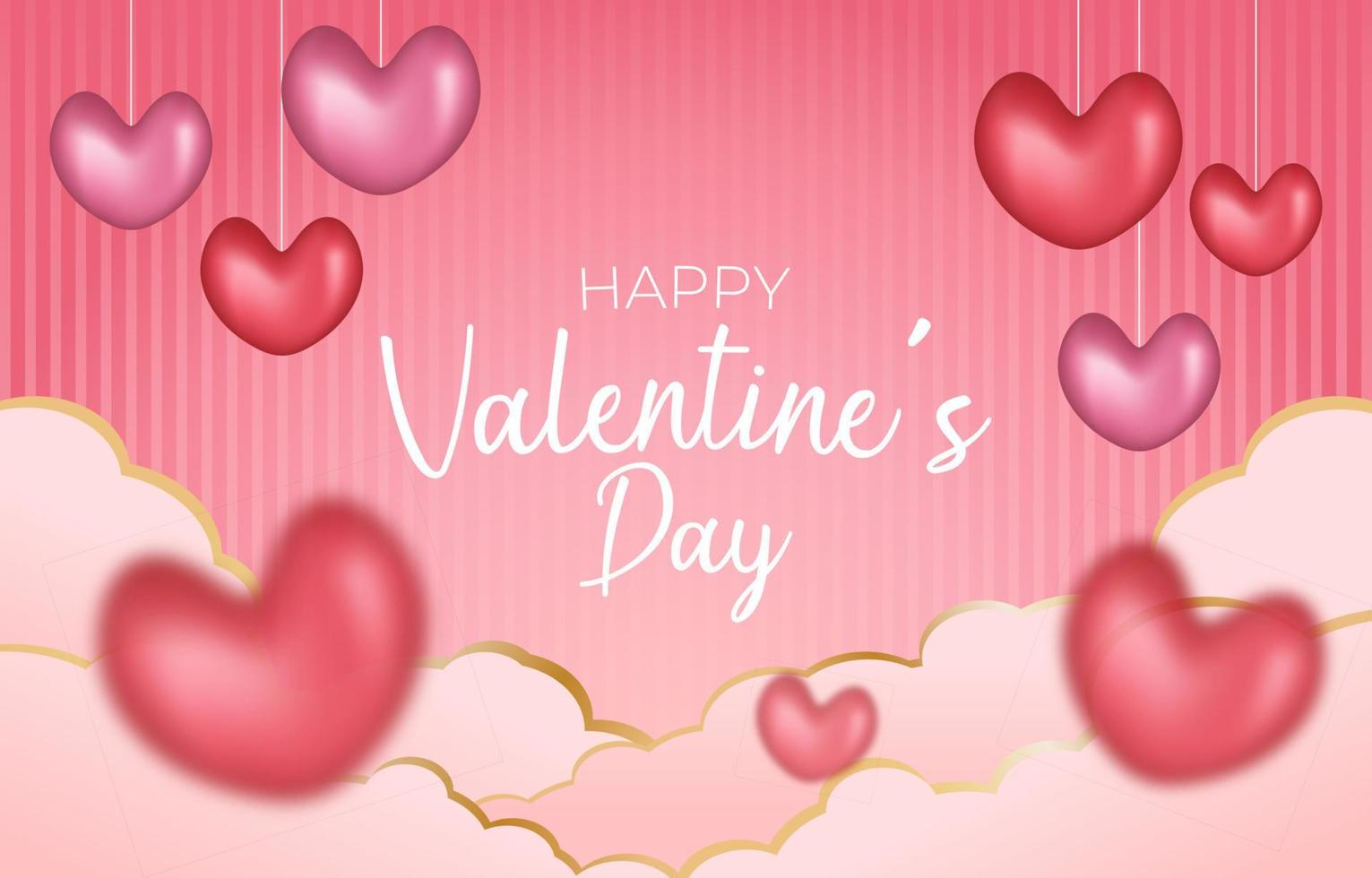 Happy Valentine Day Background with Cloud and Heart Shape vector
