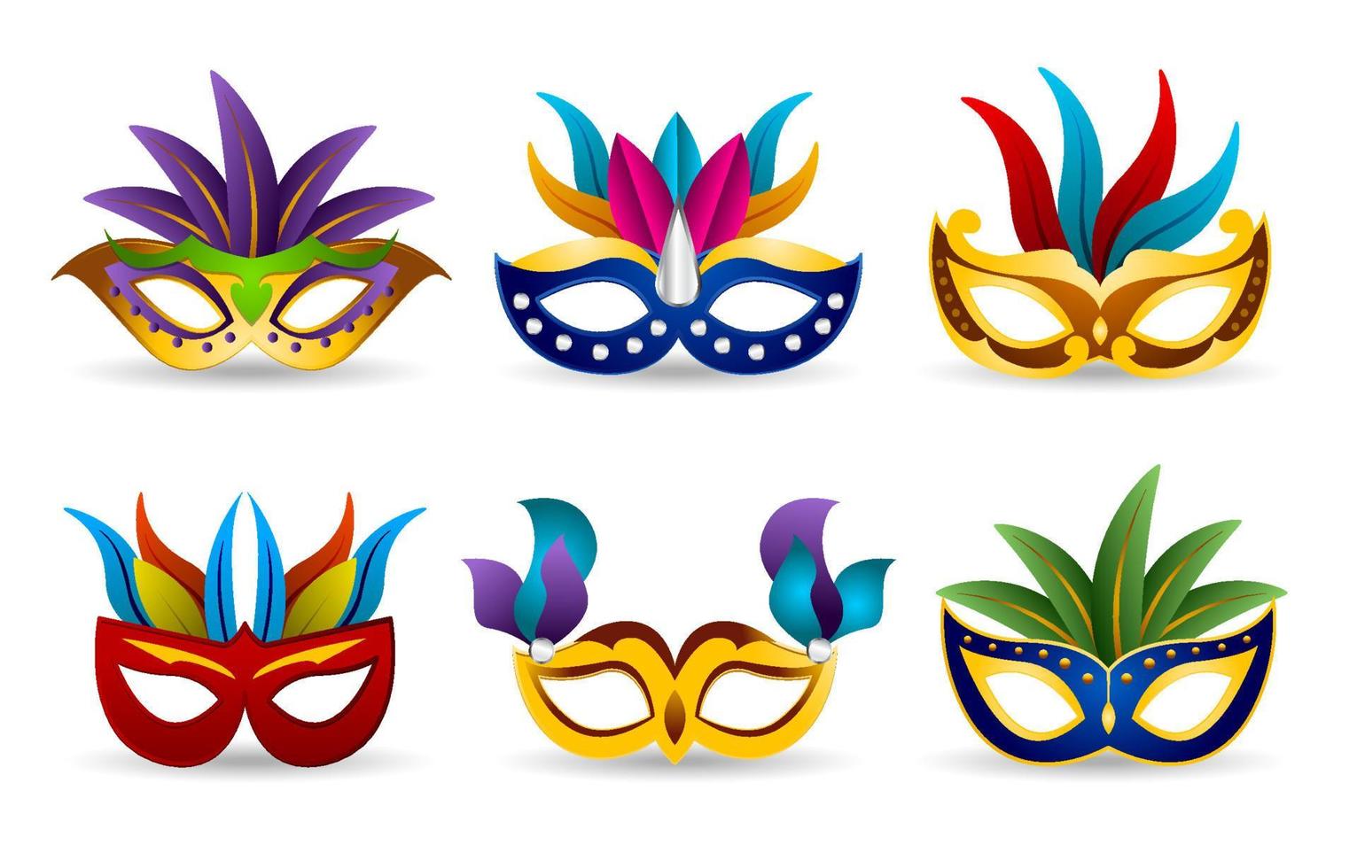 Mardi Gras Carnival Mask Icon Set vector