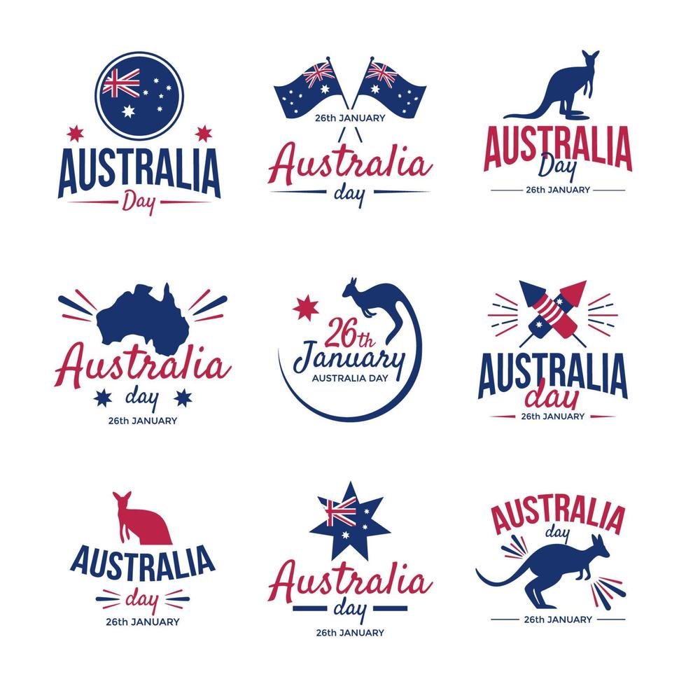 colección de insignias del día de australia vector