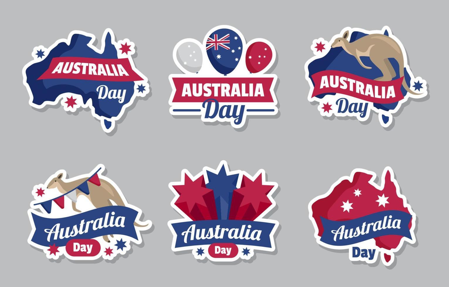 colección de pegatinas del día de australia vector