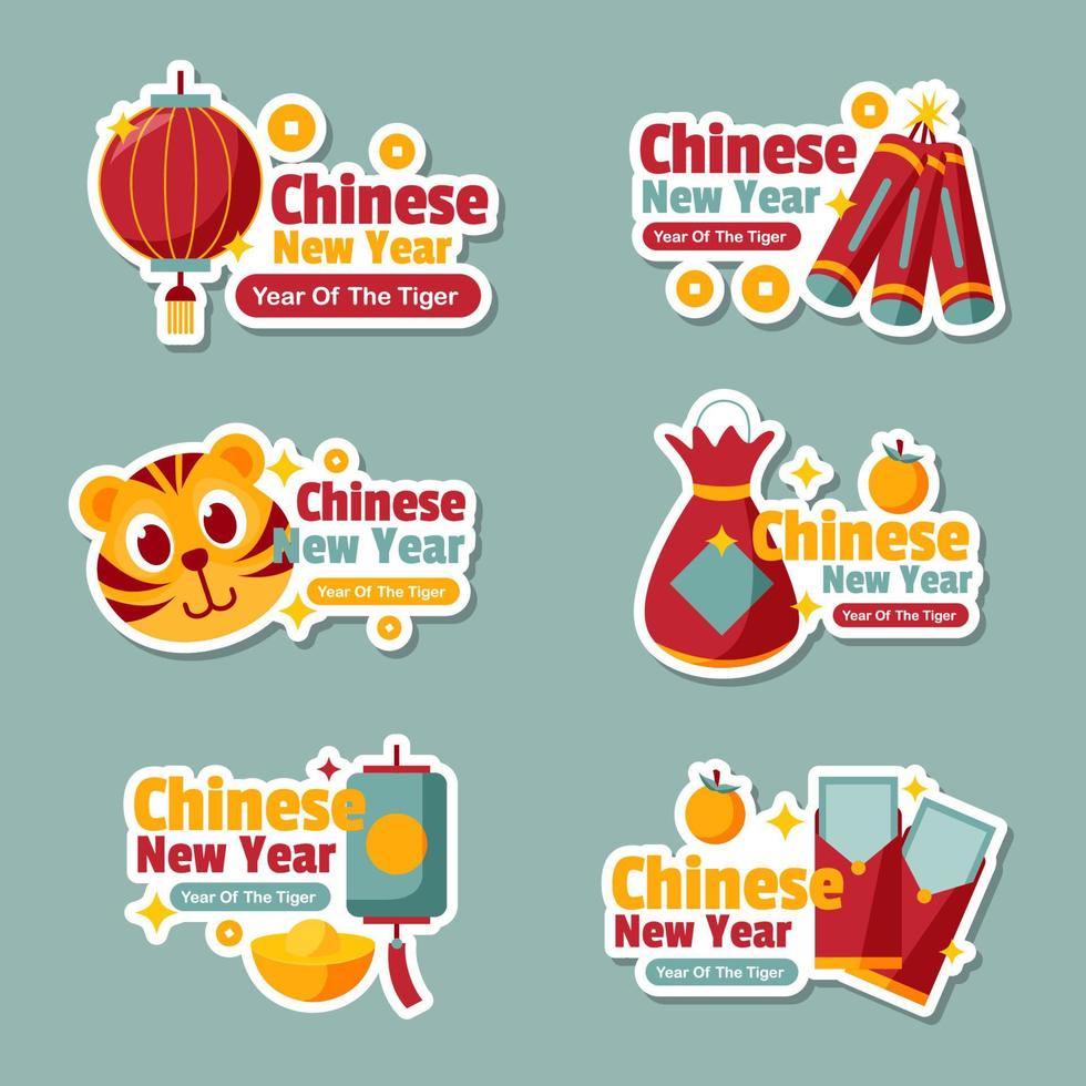 Chinese New Year Sticker Set vector