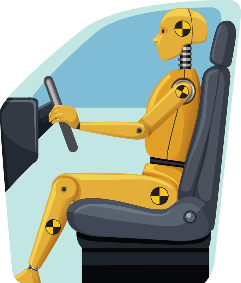 Crash test dummy in a car seat vector