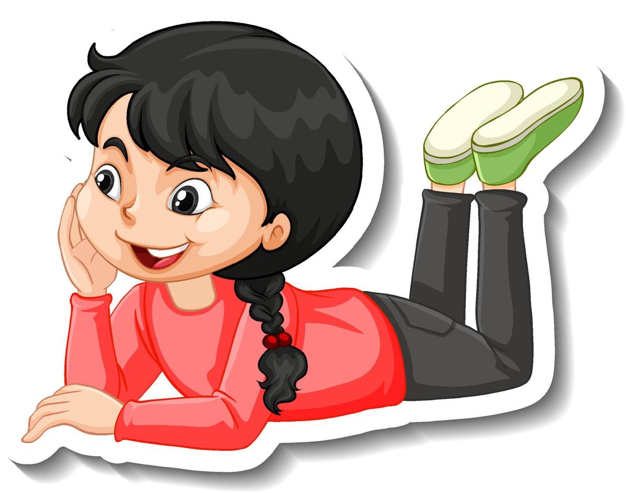 A girl laying on the floor cartoon character vector