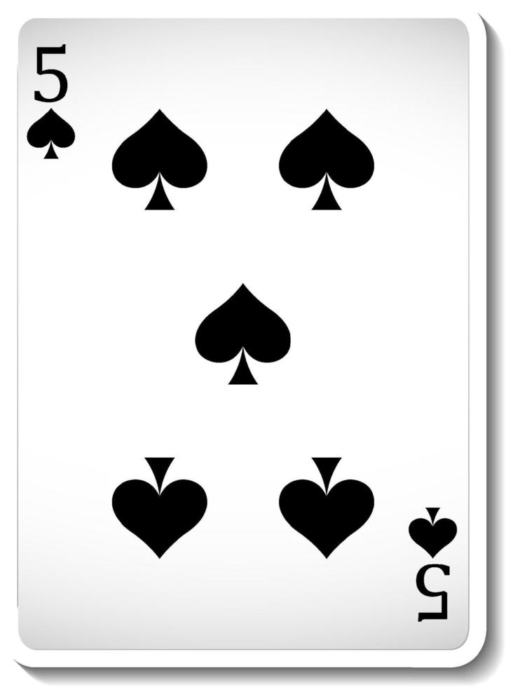 Five of Spades Playing Card Isolated vector