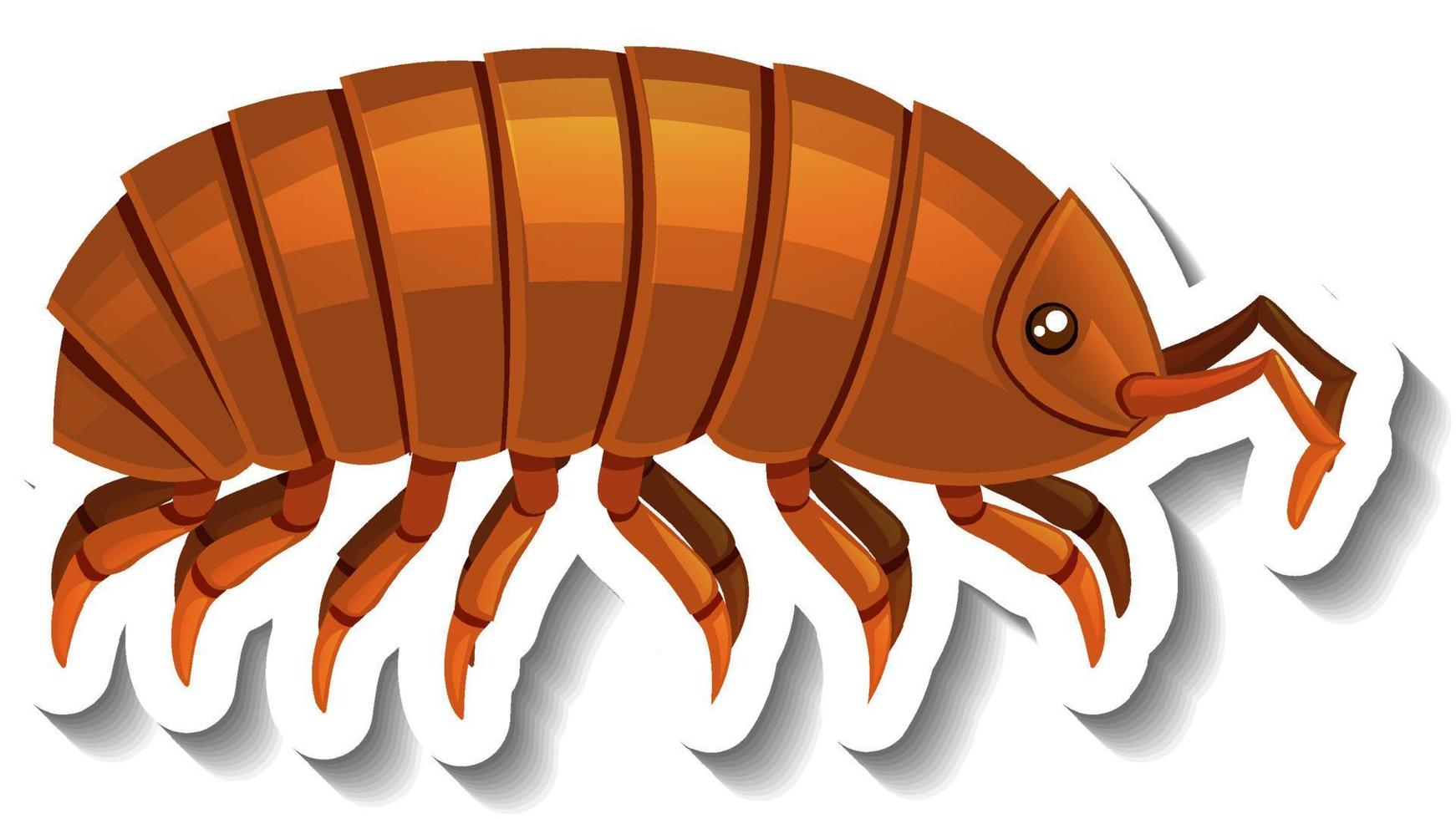 Isopod animal cartoon sticker vector